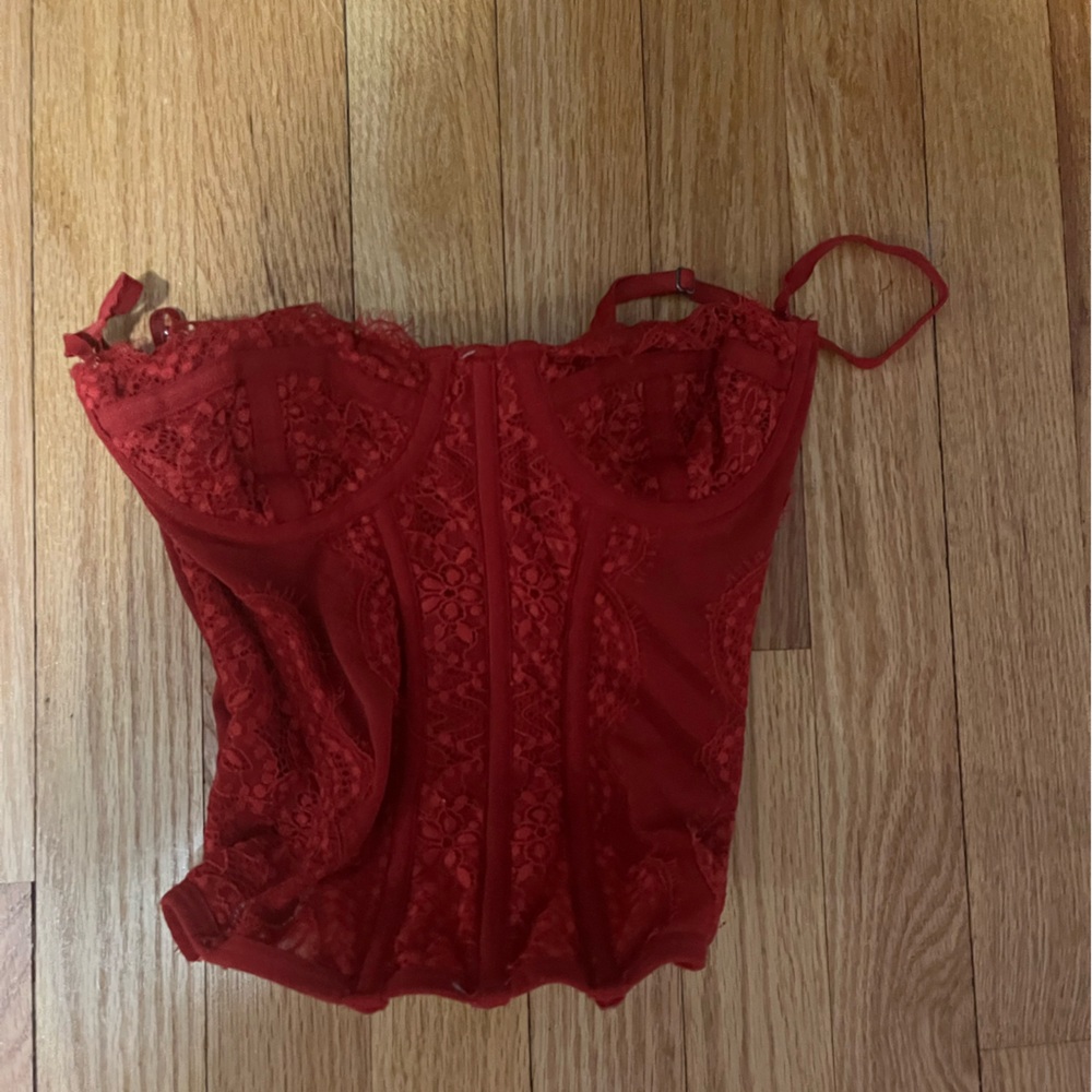 Urban Outfitters Red Lace Bustier Top